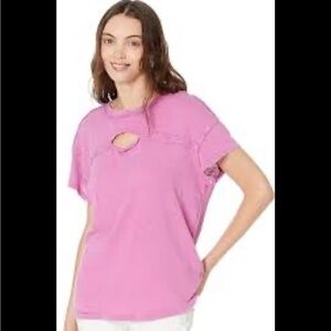 We the free women’s purple raw hem distressed cutout top XS